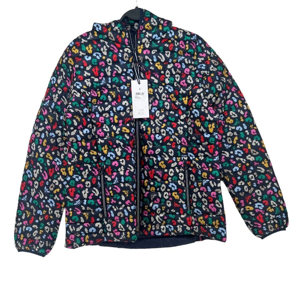 Joules Multicolor Leopard Print Puffer Jacket